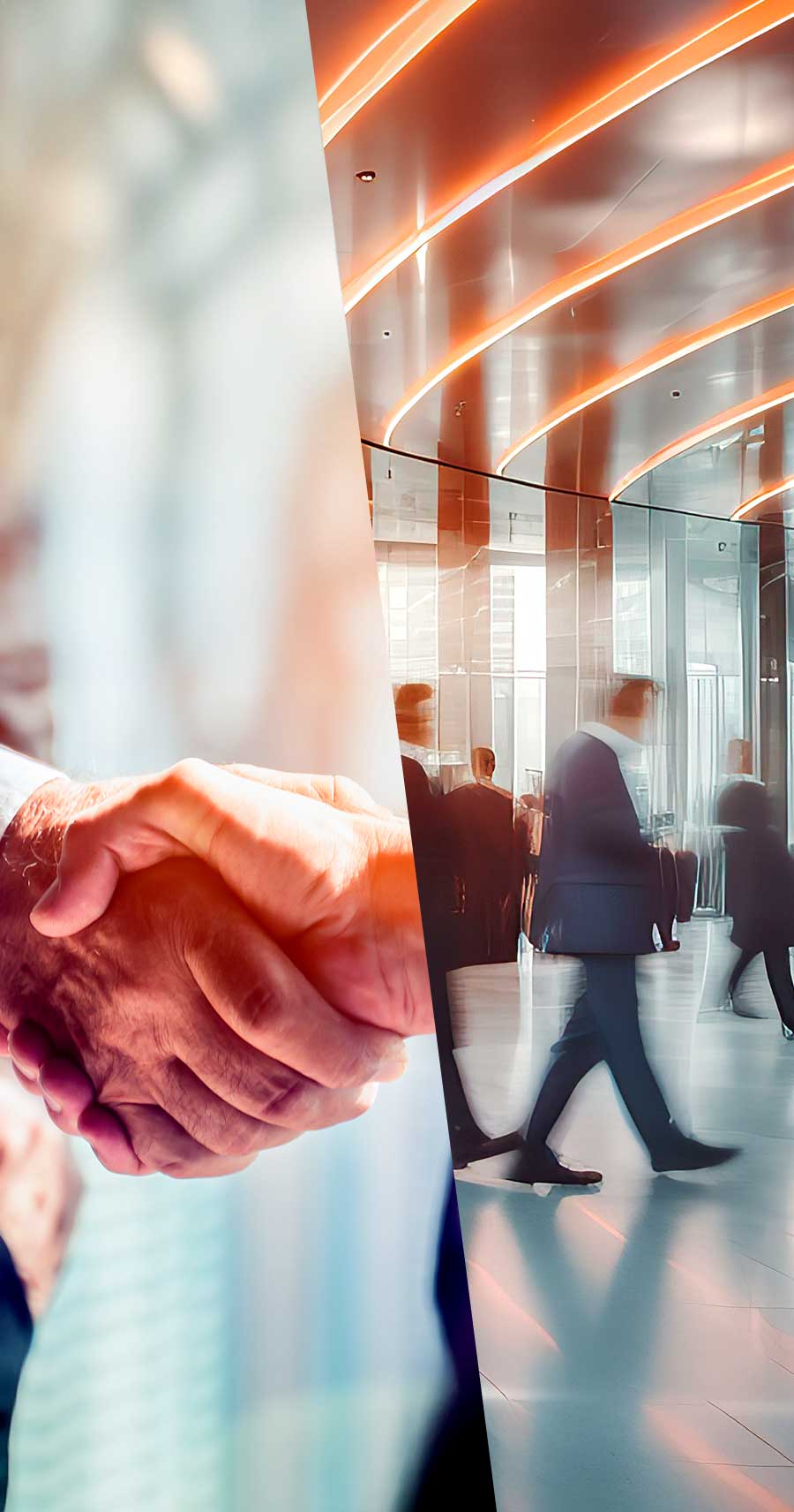 li2pps Header Motiv, Handschütteln, Menschen im Foyer