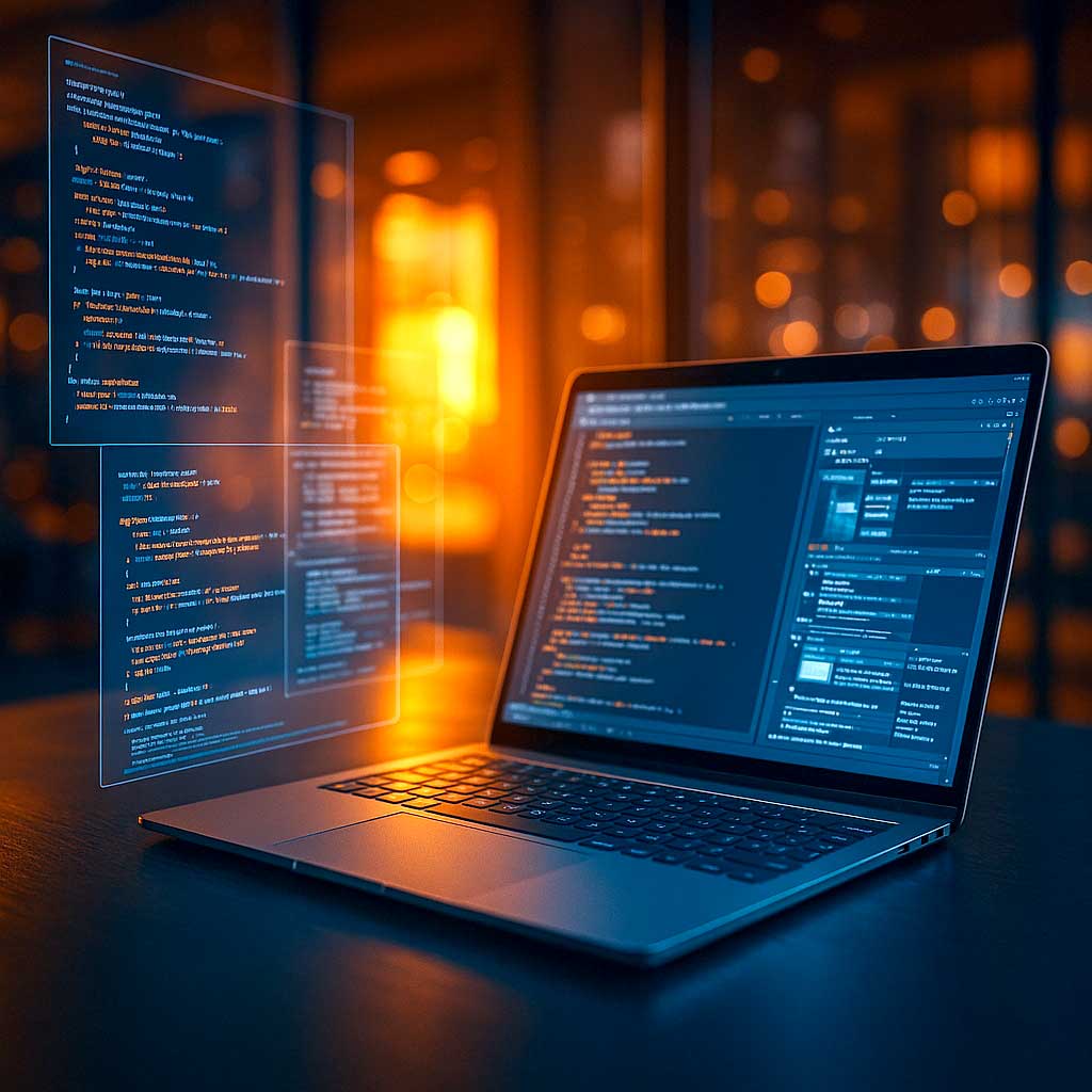 li2pps: Branche IT und Software Darstellung eines Laptops mit Codezeilen